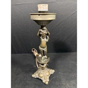 Antique Metal Cherub Table Lamp 12”